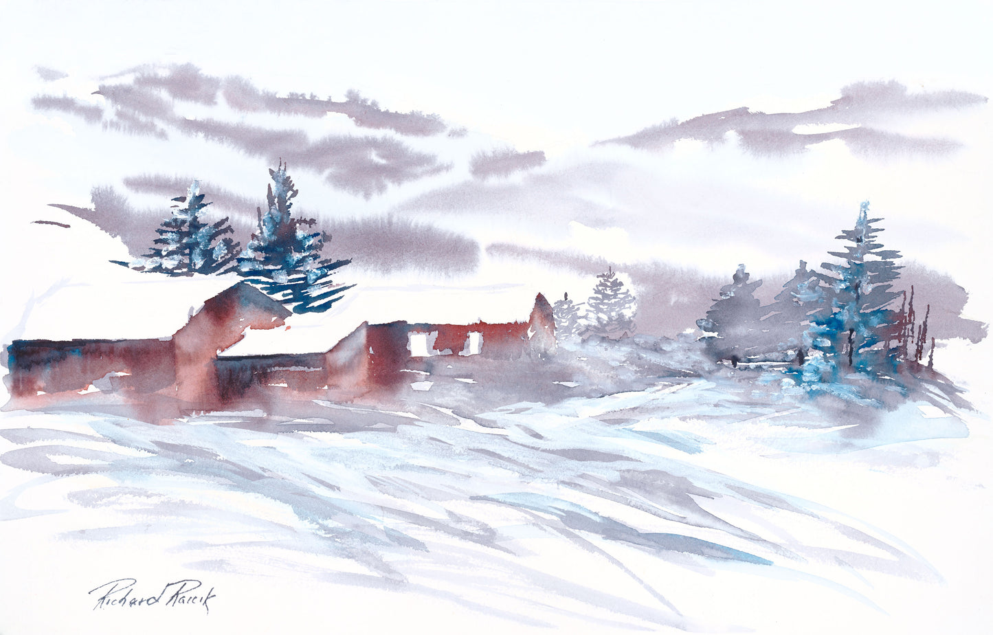 Winter Farm House